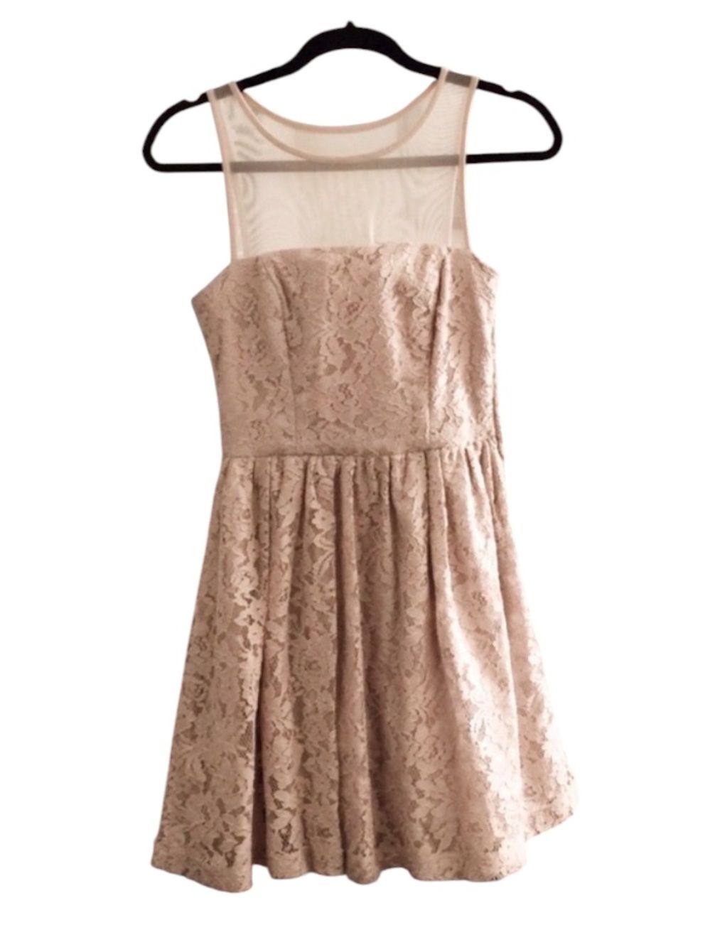 Inspire Me Nude Mesh Sheer Lace Short Cocktail Dress Sz 3